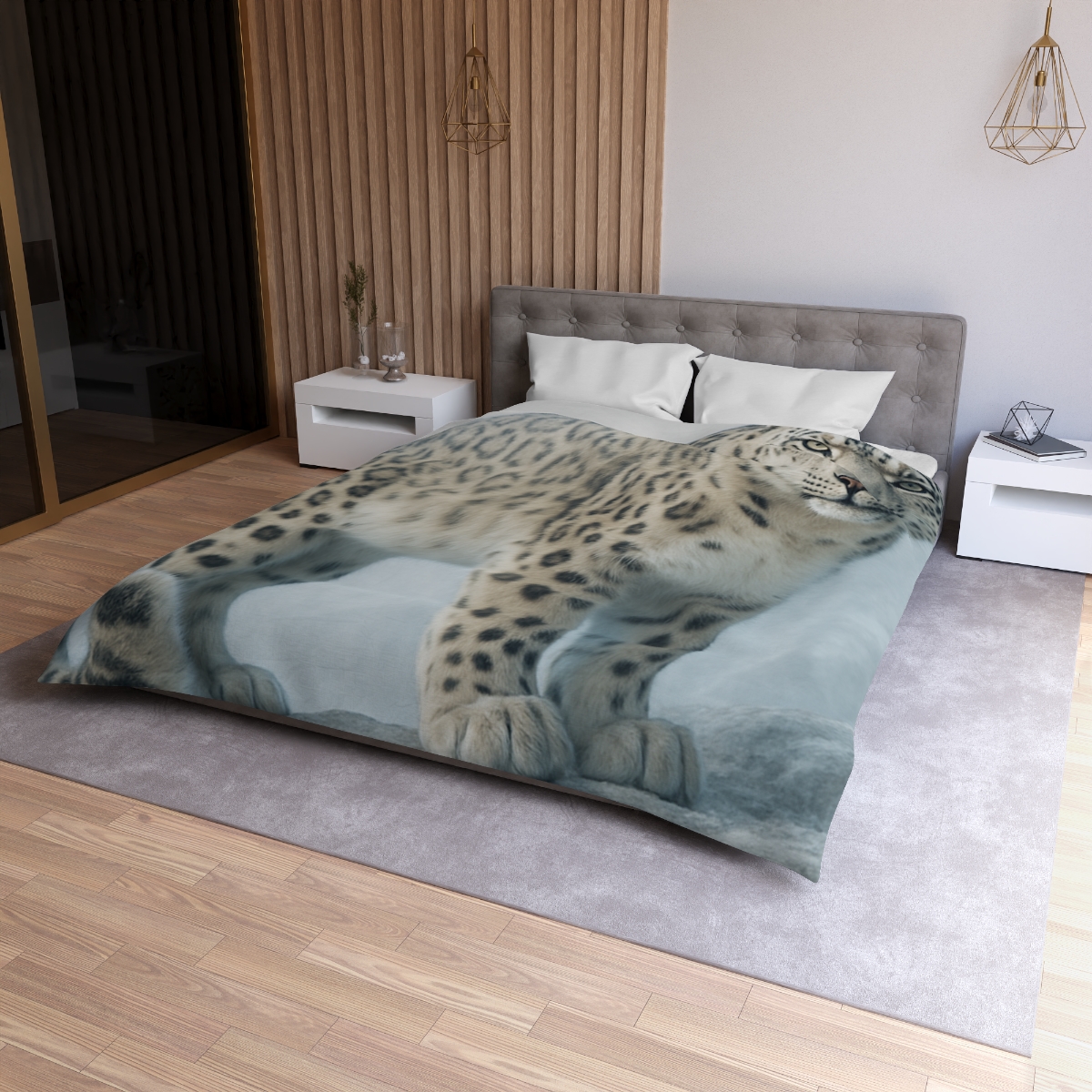 Frost Summit Snow Leopard personalized bedding duvets