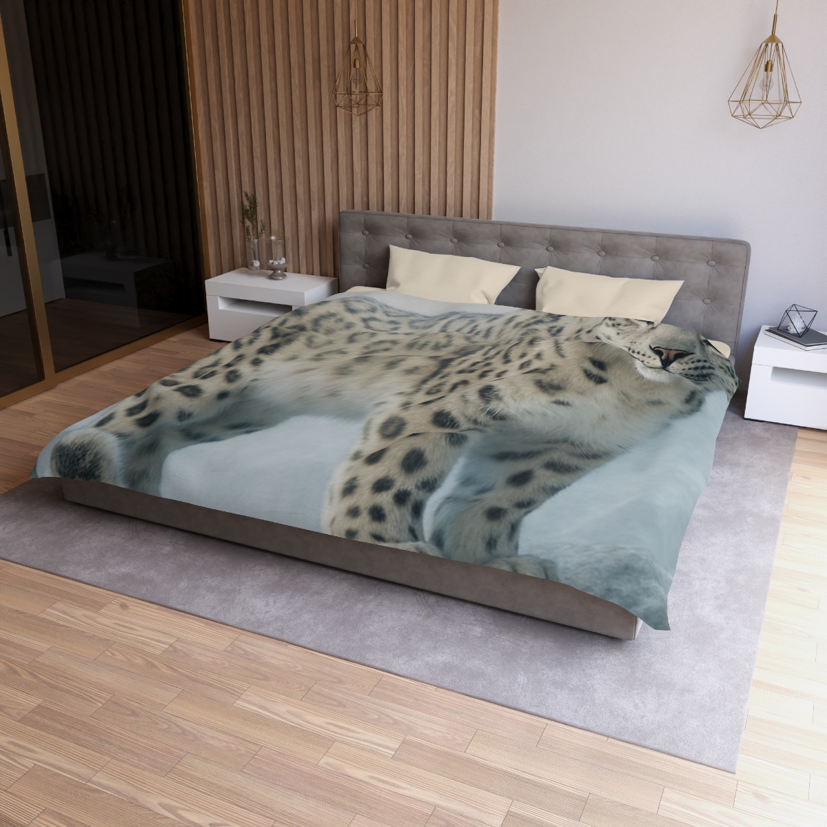 Frost Summit Snow Leopard personalized bedding duvets