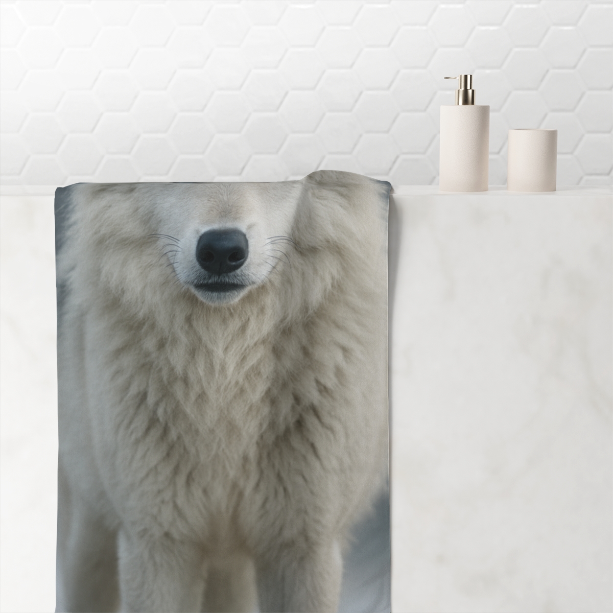 Frost Watcher Arctic Wolf decorative home towelscustom towels