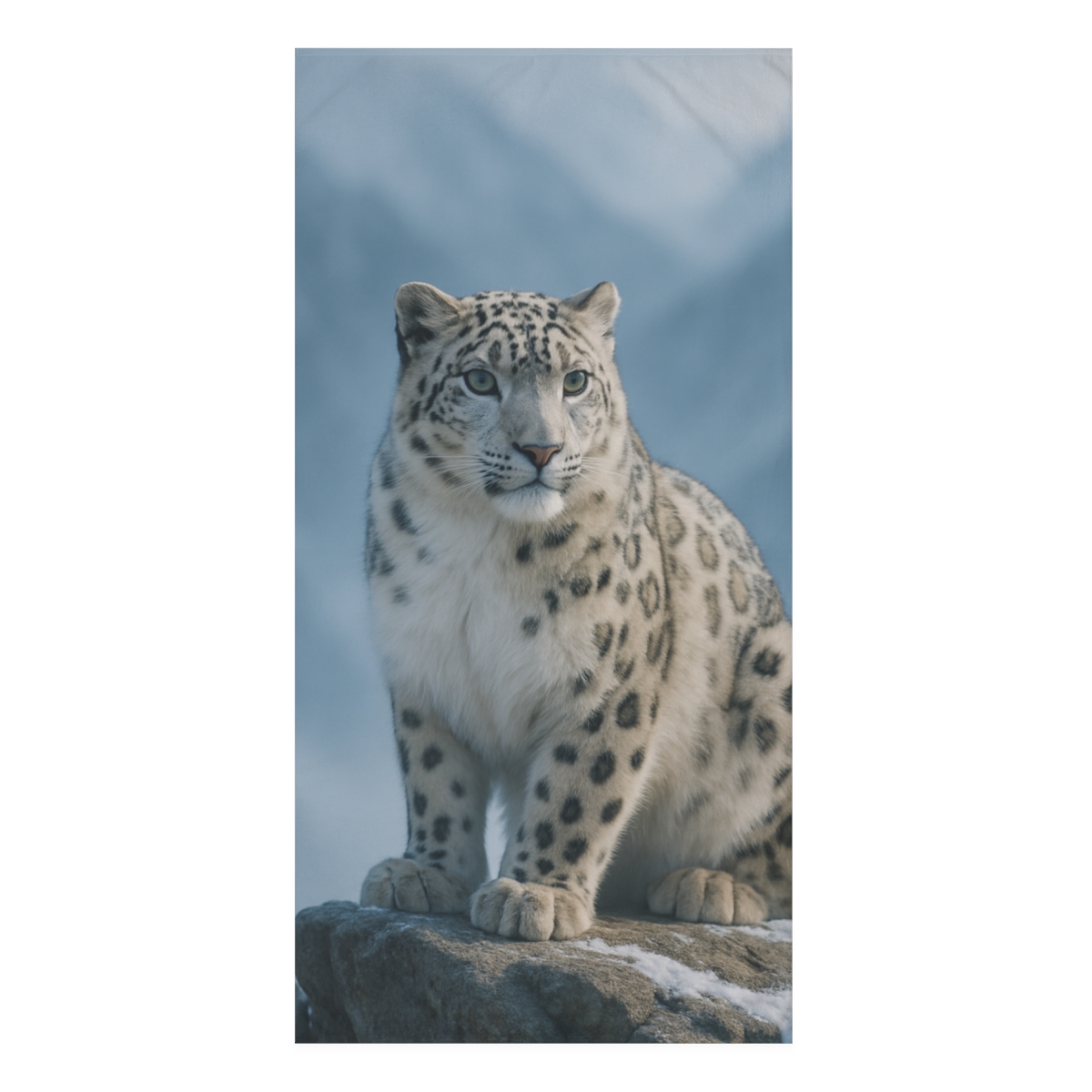 Frosty Sentinel Snow Leopard unique gift towels