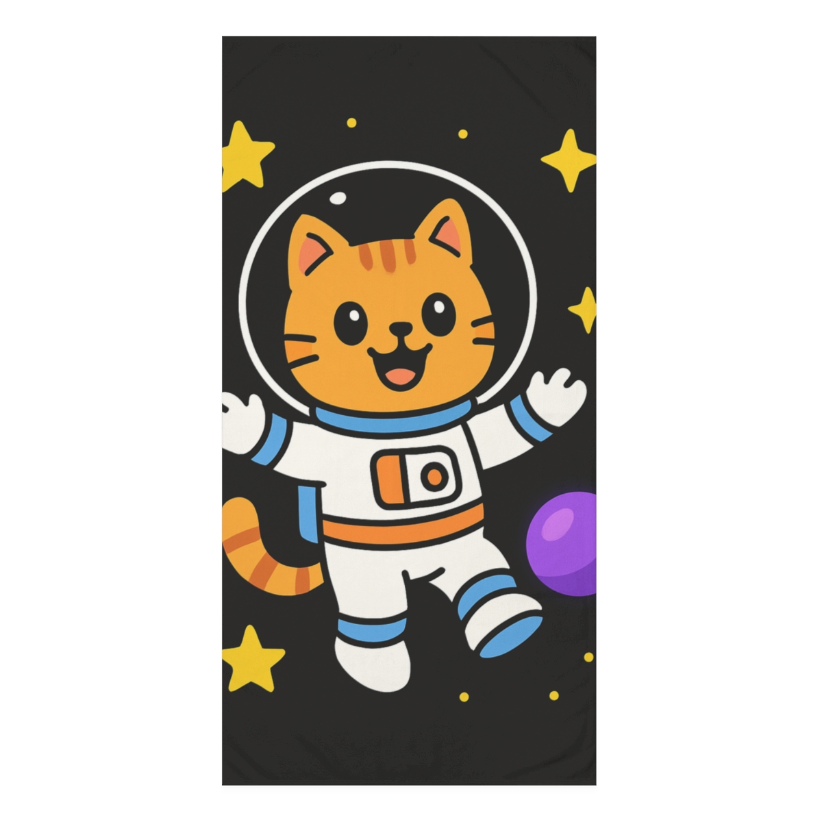 Galactic Cat Astronaut Adventure designer printed towels