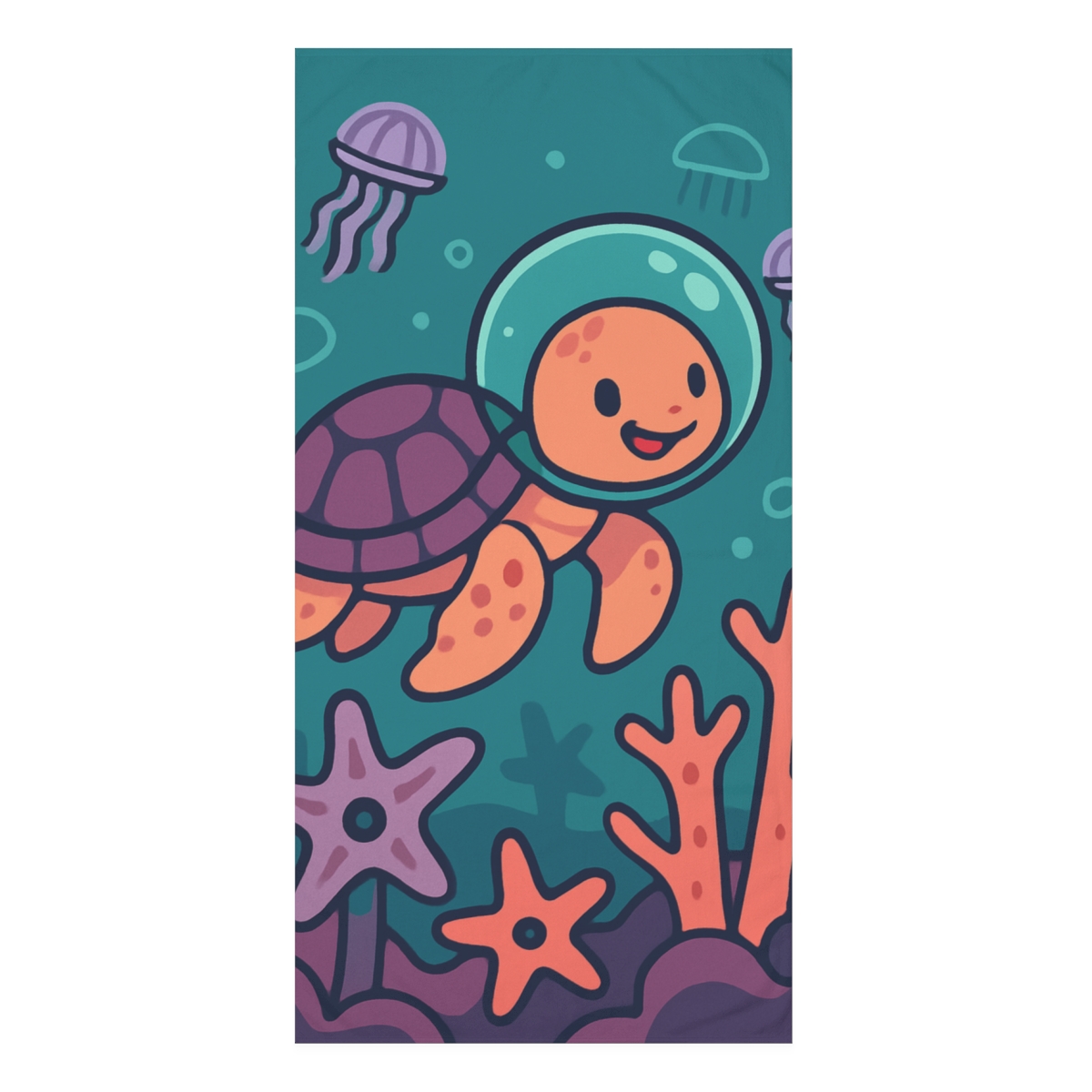 Galactic Coral Reef Explorer Turtle decorative home towelscustom towels