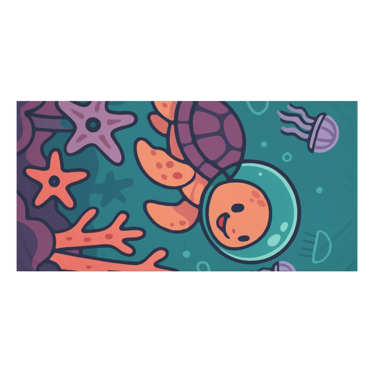 Galactic Coral Reef Explorer Turtle decorative home towelscustom towels