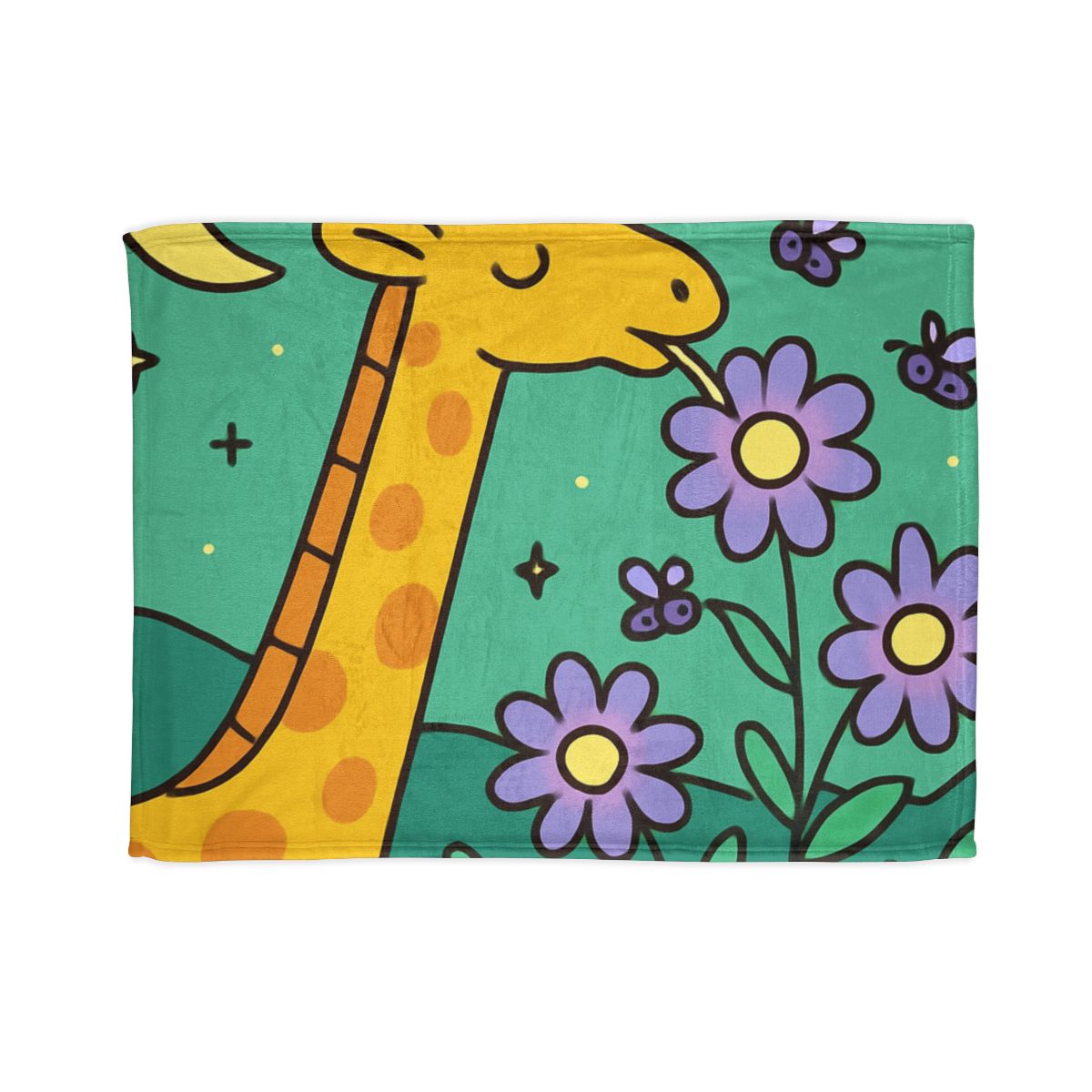 Galactic Garden Giraffe soft fleece blankets