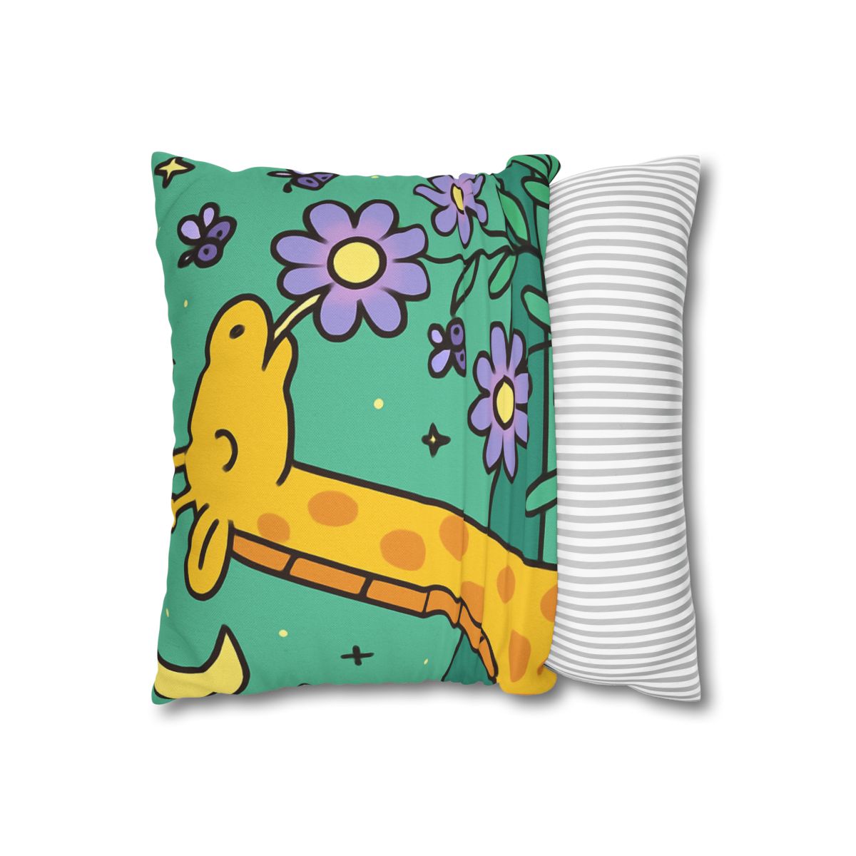 Galactic Garden Giraffe designer print pillow cases