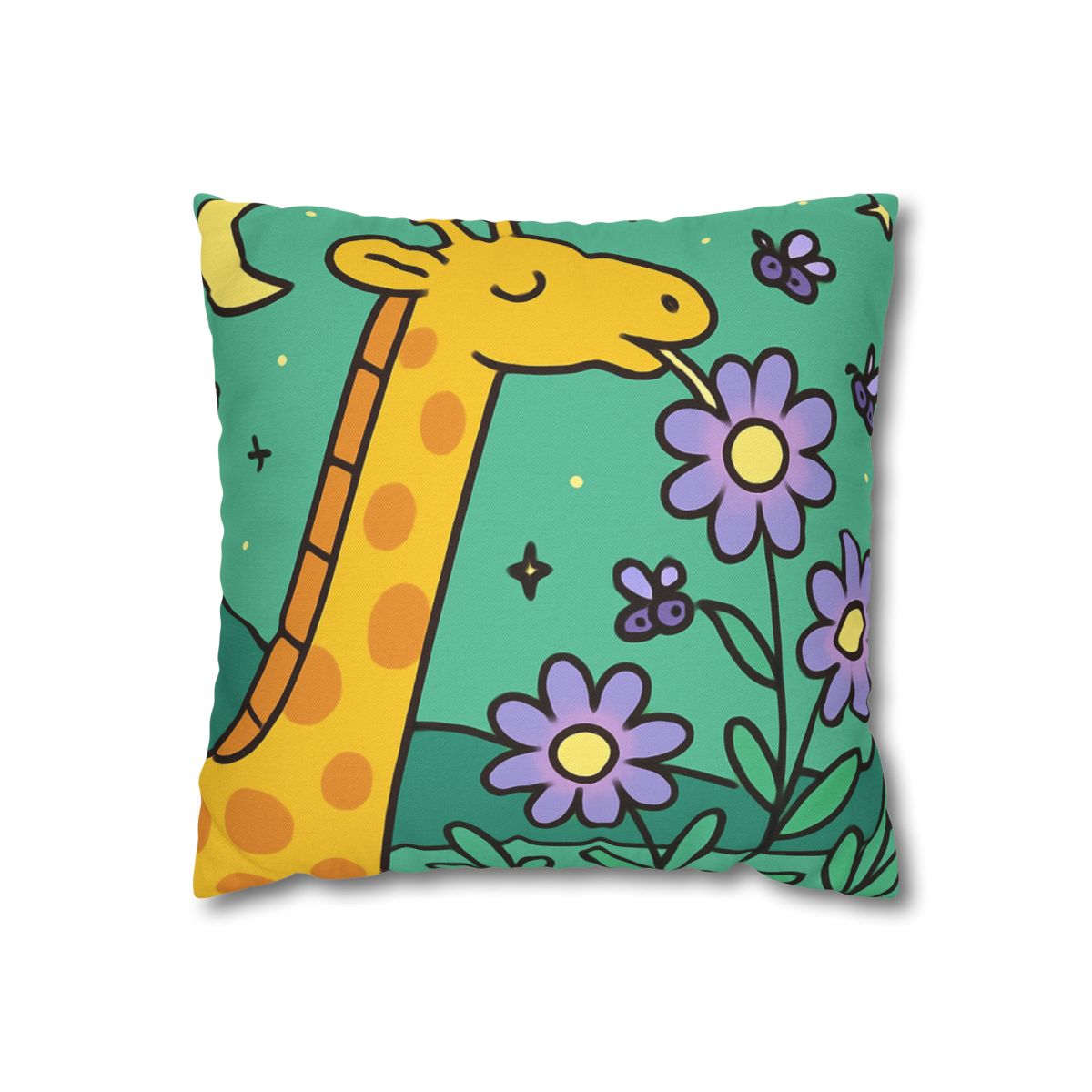Galactic Garden Giraffe designer print pillow cases