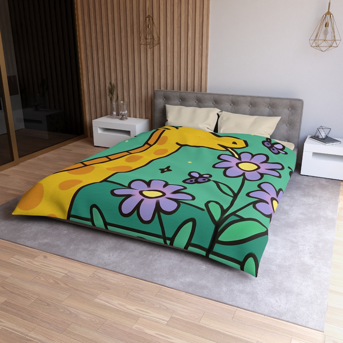 Galactic Garden Giraffe trendy bedroom duvets