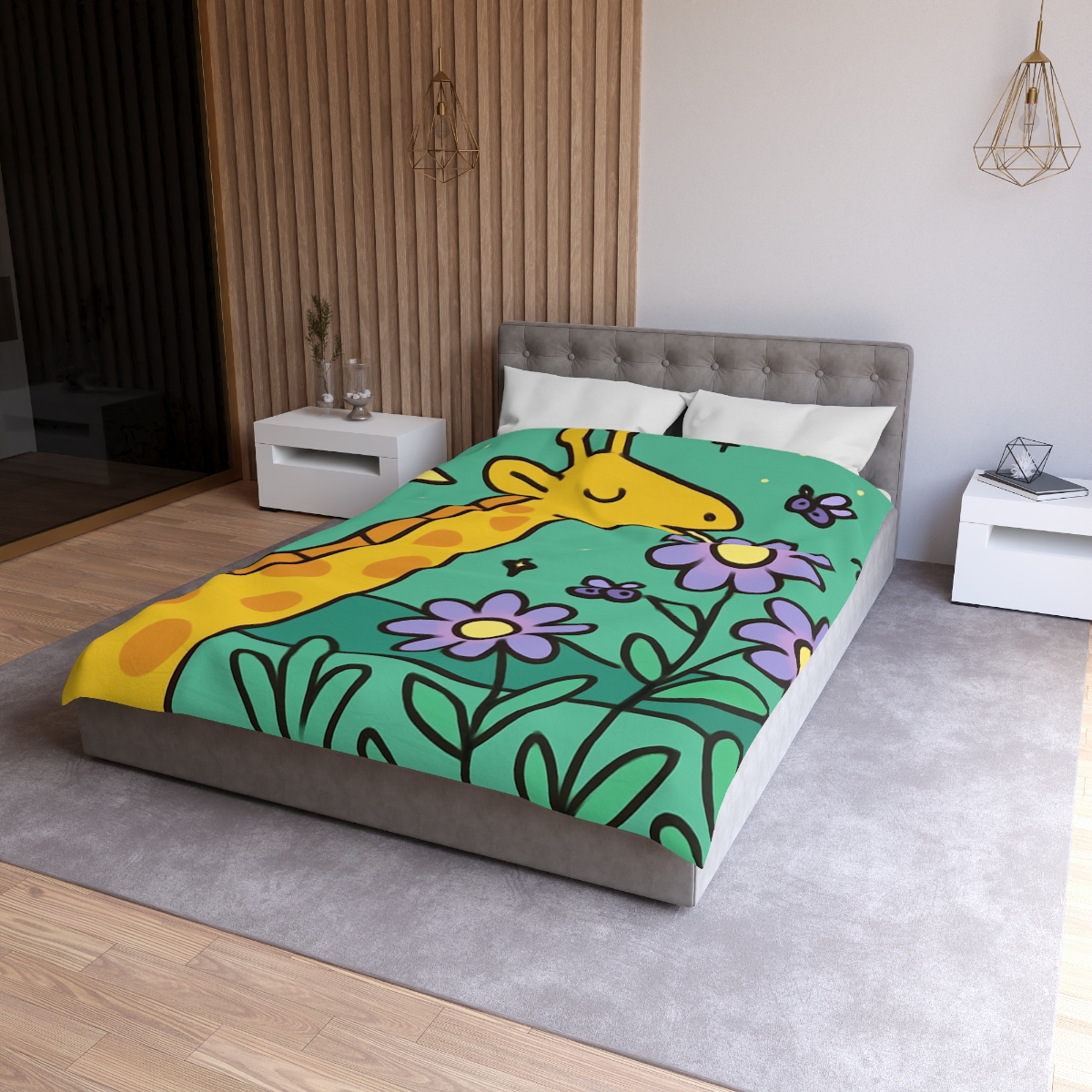 Galactic Garden Giraffe trendy bedroom duvets