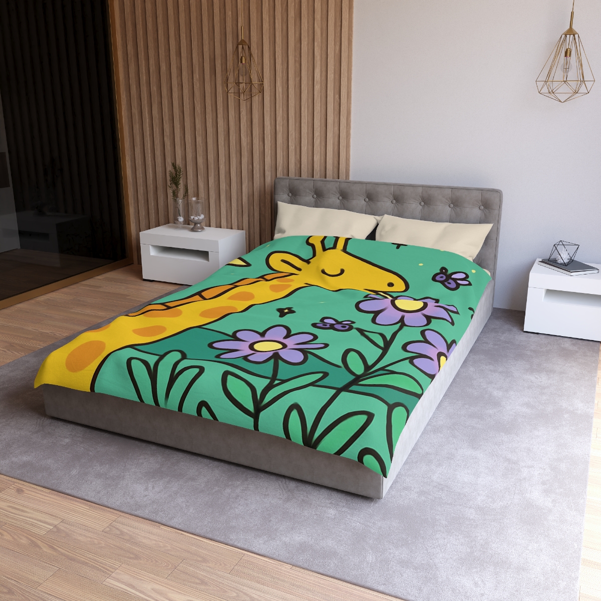 Galactic Garden Giraffe trendy bedroom duvets