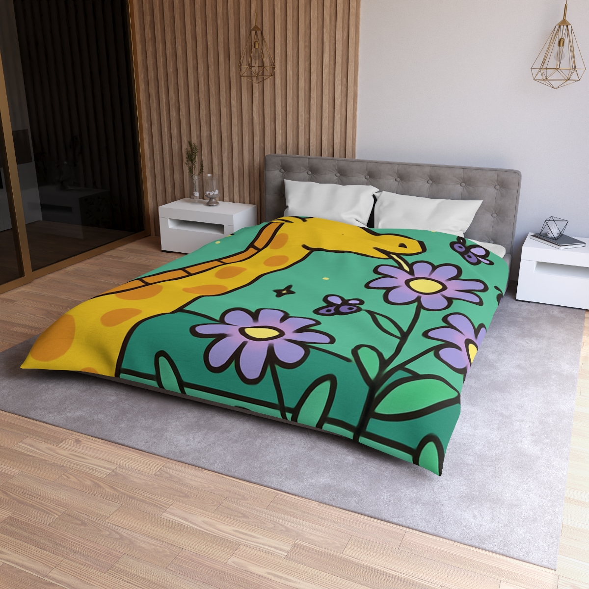 Galactic Garden Giraffe trendy bedroom duvets