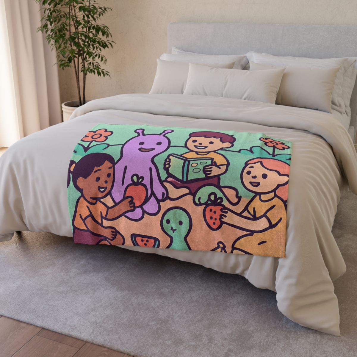 Galactic Garden Picnic personalized cozy blankets