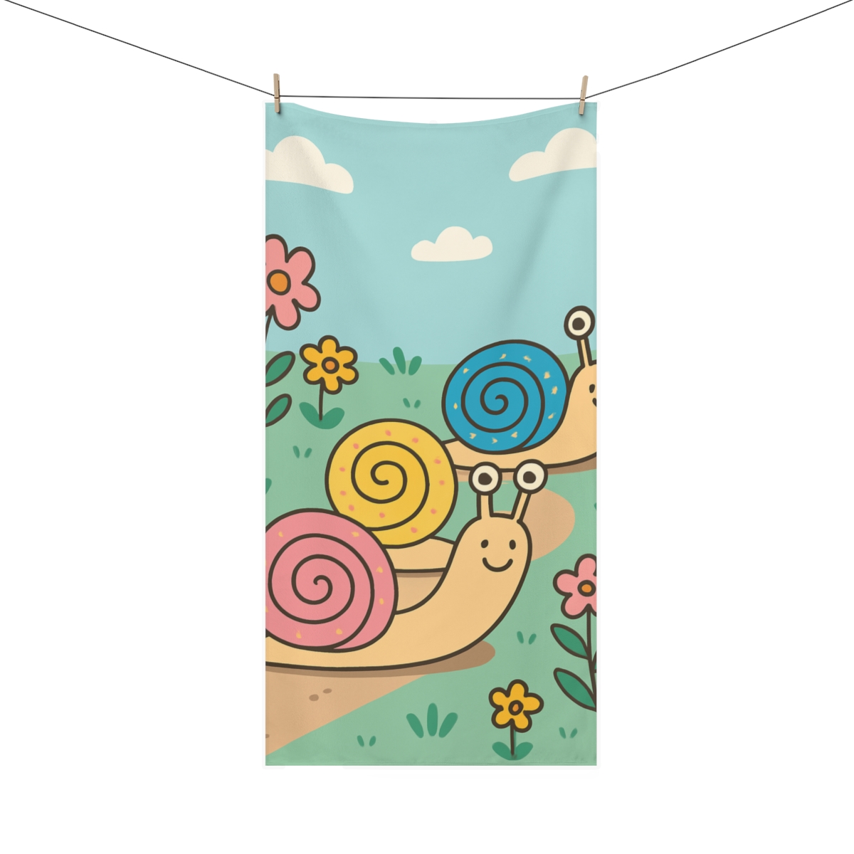 Galactic Garden Snail Parade stylish beach towels