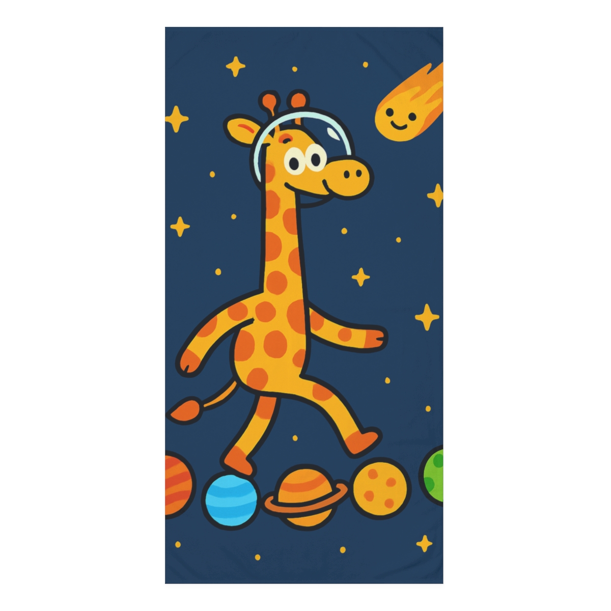 Galactic Giraffe Planet Parade soft cotton towels