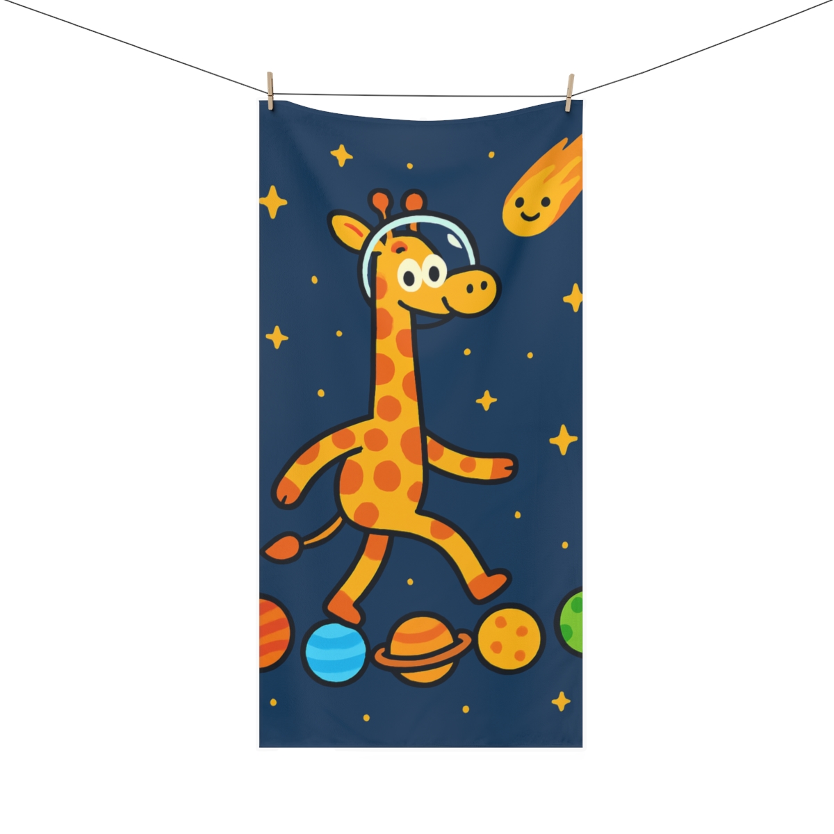 Galactic Giraffe Planet Parade soft cotton towels