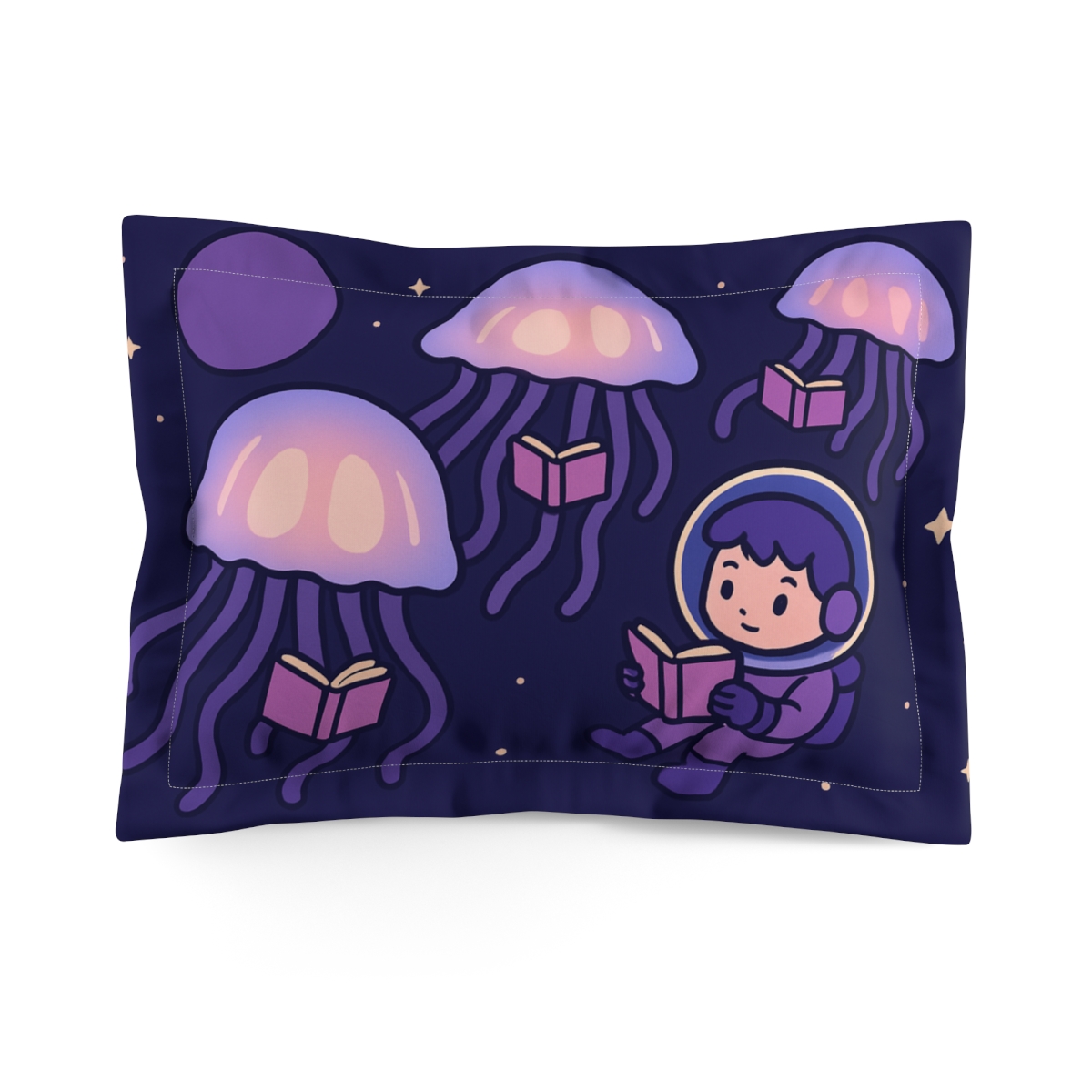Galactic Jellyfish Library designer printed pillows