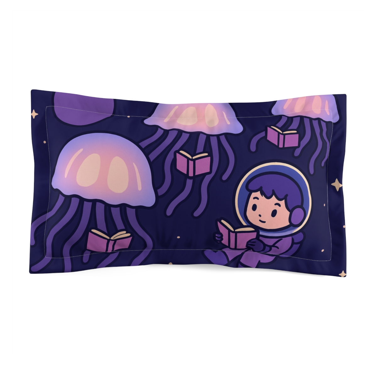 Galactic Jellyfish Library designer printed pillows