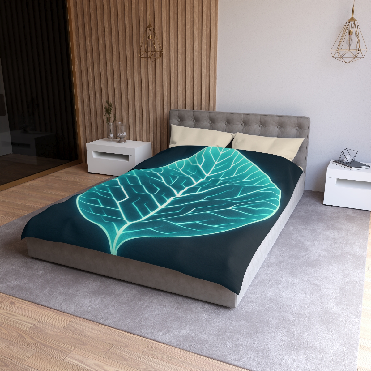 Galactic Leaf Vein Circuit stylish duvet covers