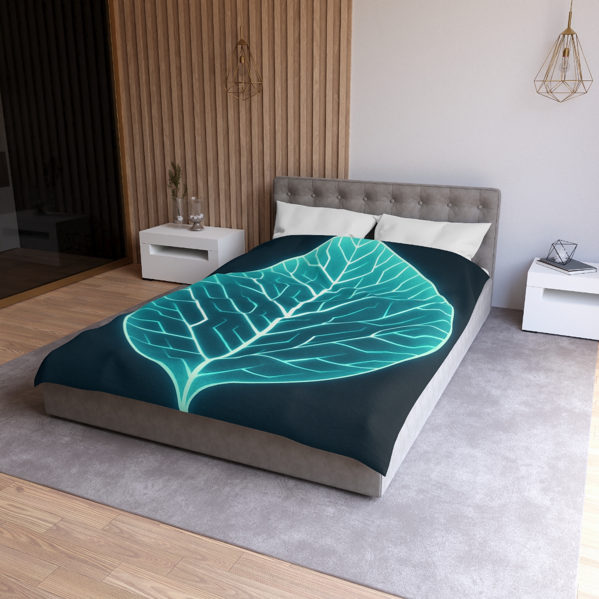 Galactic Leaf Vein Circuit stylish duvet covers
