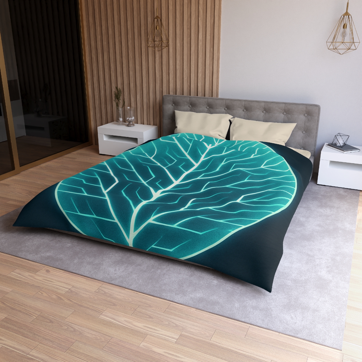 Galactic Leaf Vein Circuit stylish duvet covers