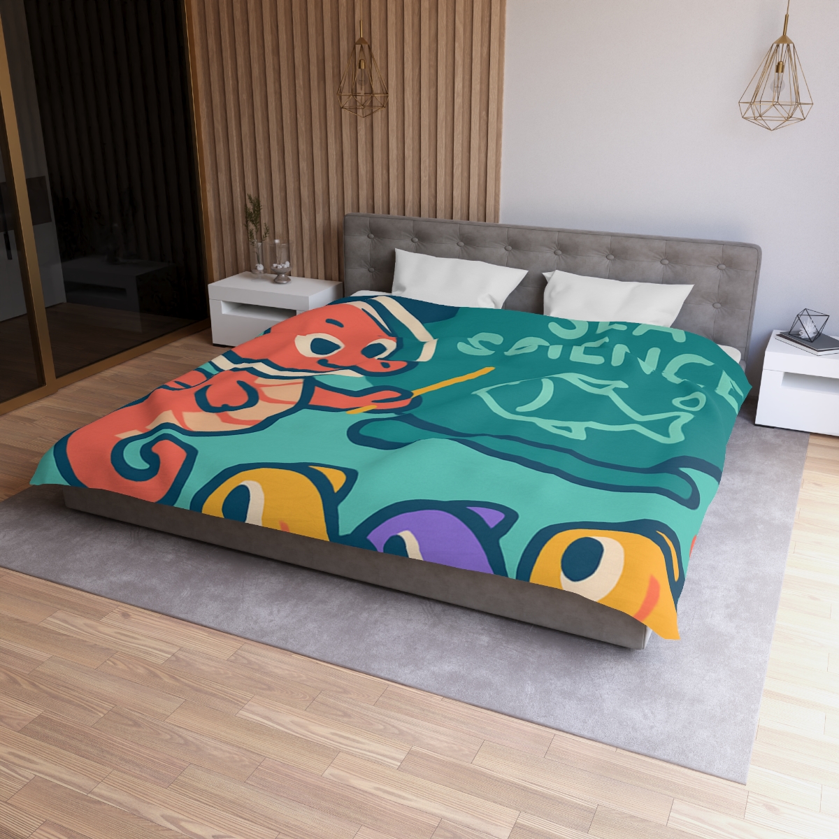 Galactic Seahorse Classroom personalized bedding duvets