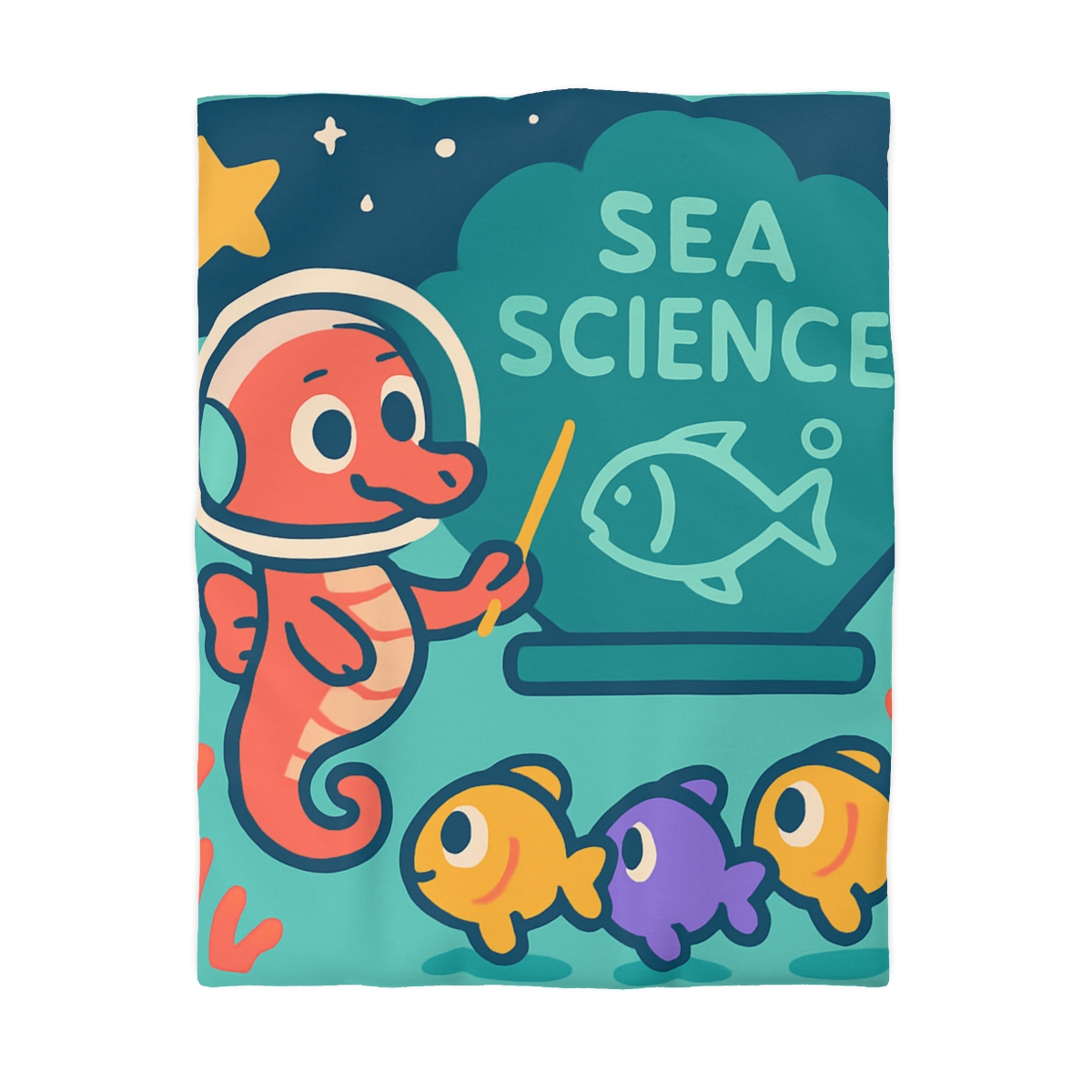 Galactic Seahorse Classroom personalized bedding duvets