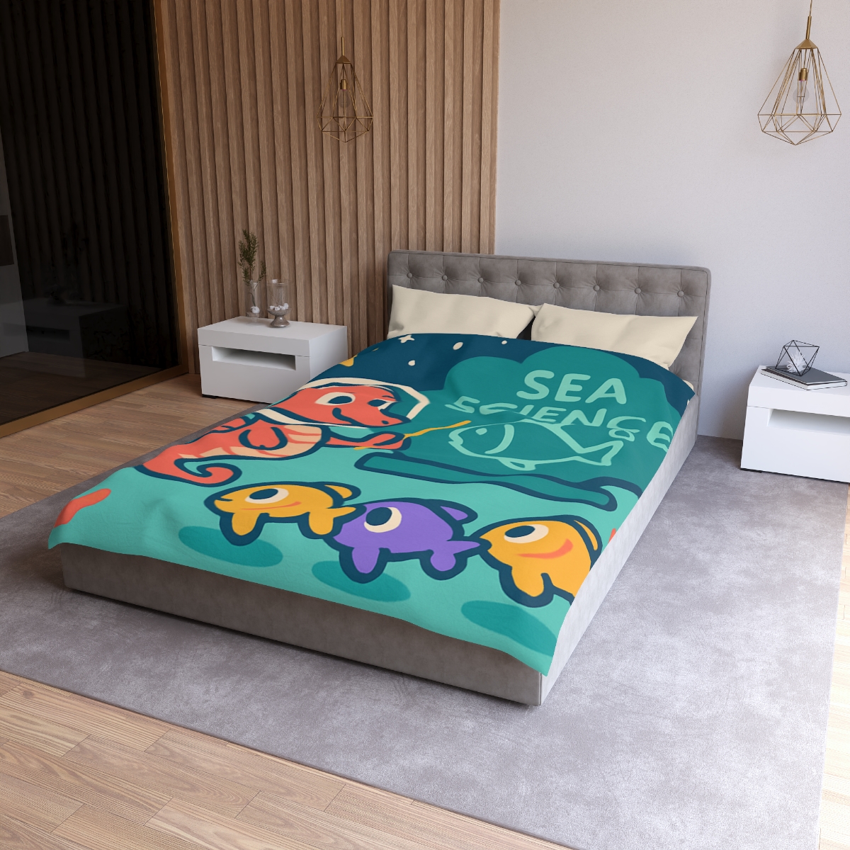 Galactic Seahorse Classroom personalized bedding duvets