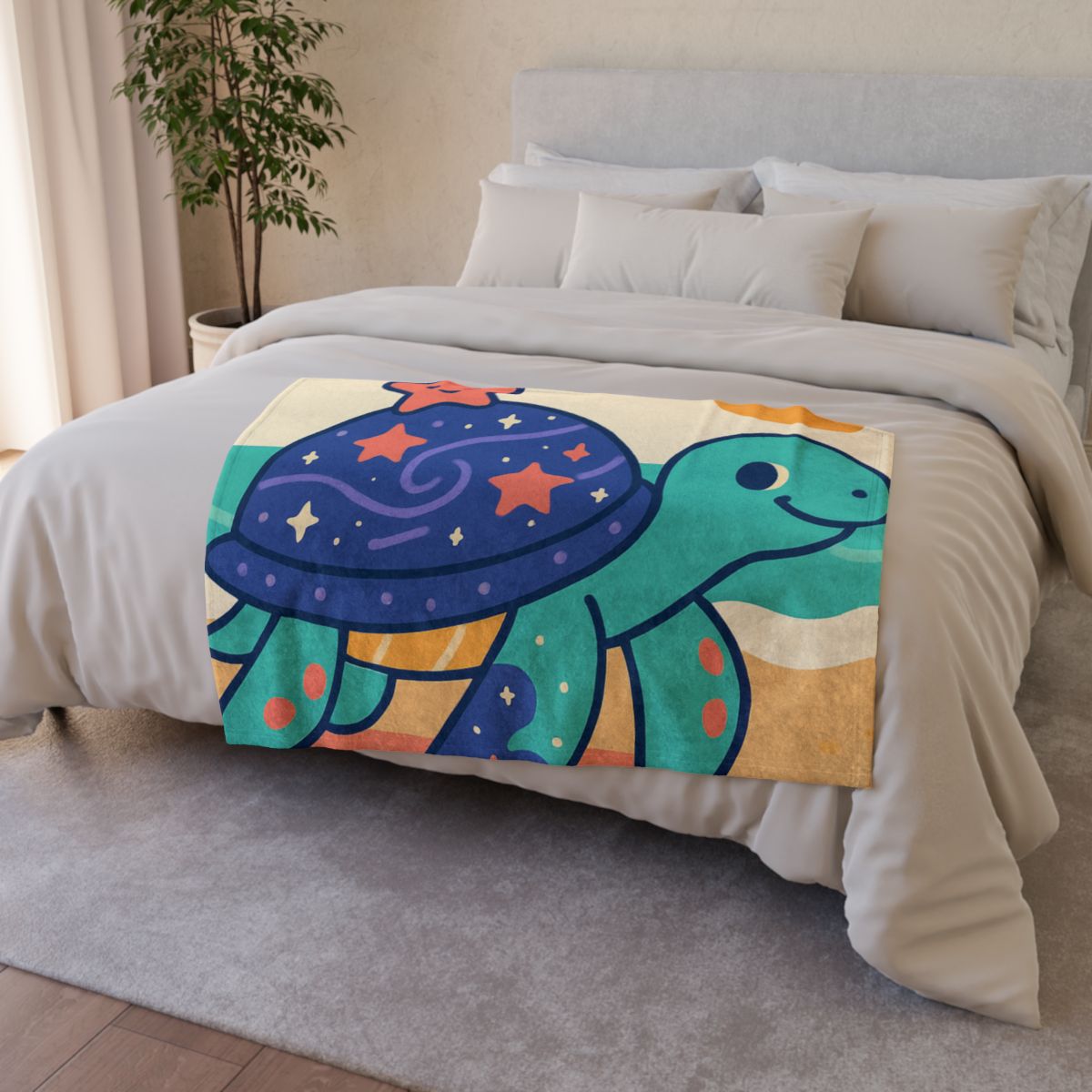 Galactic Seashell Turtle designer printed blankets
