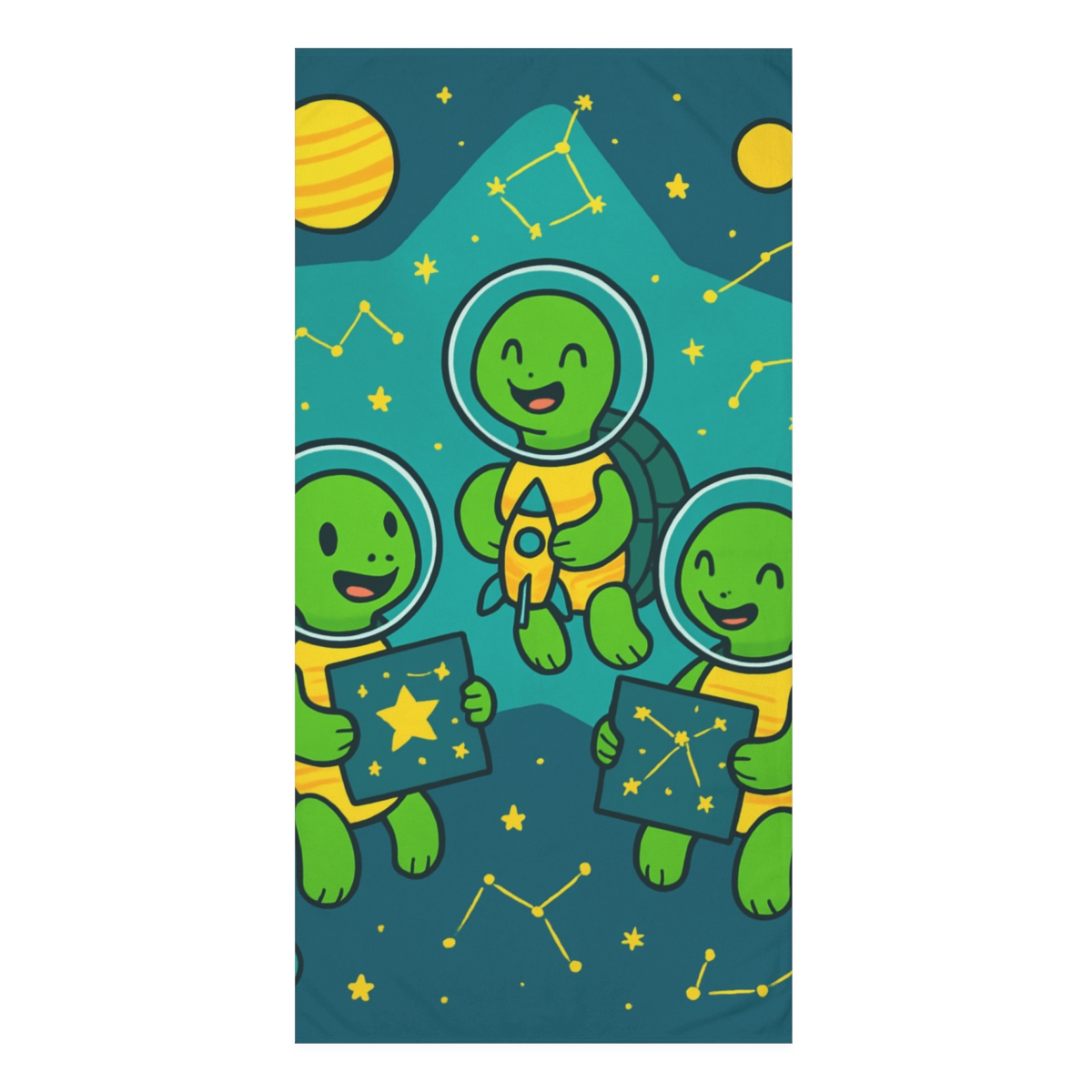 Galactic Turtle Explorers soft cotton towels