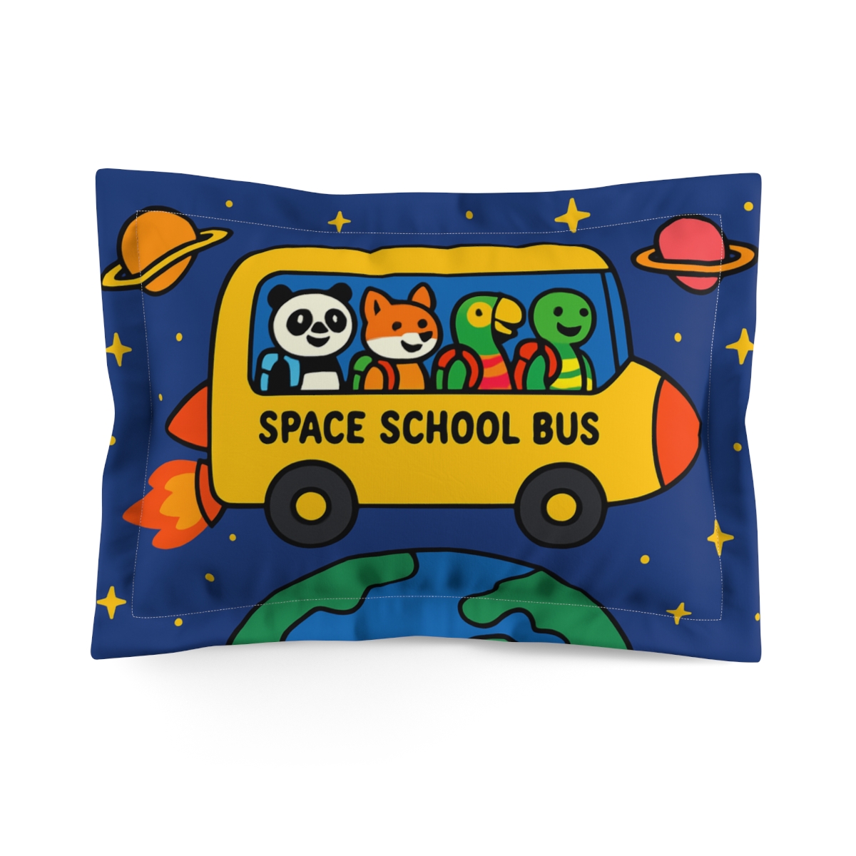 Galaxy Animal School Bus personalized decorative pillows