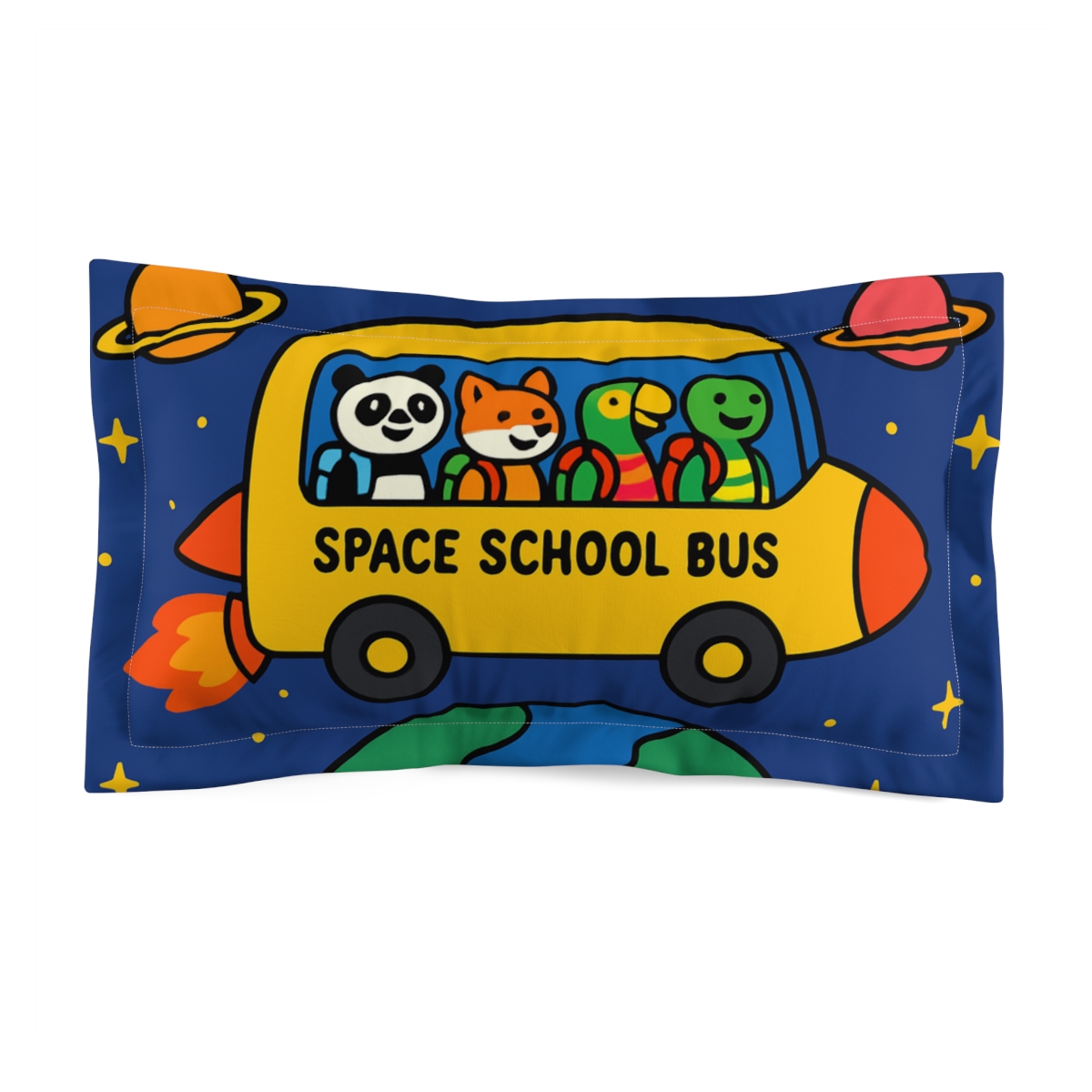Galaxy Animal School Bus personalized decorative pillows