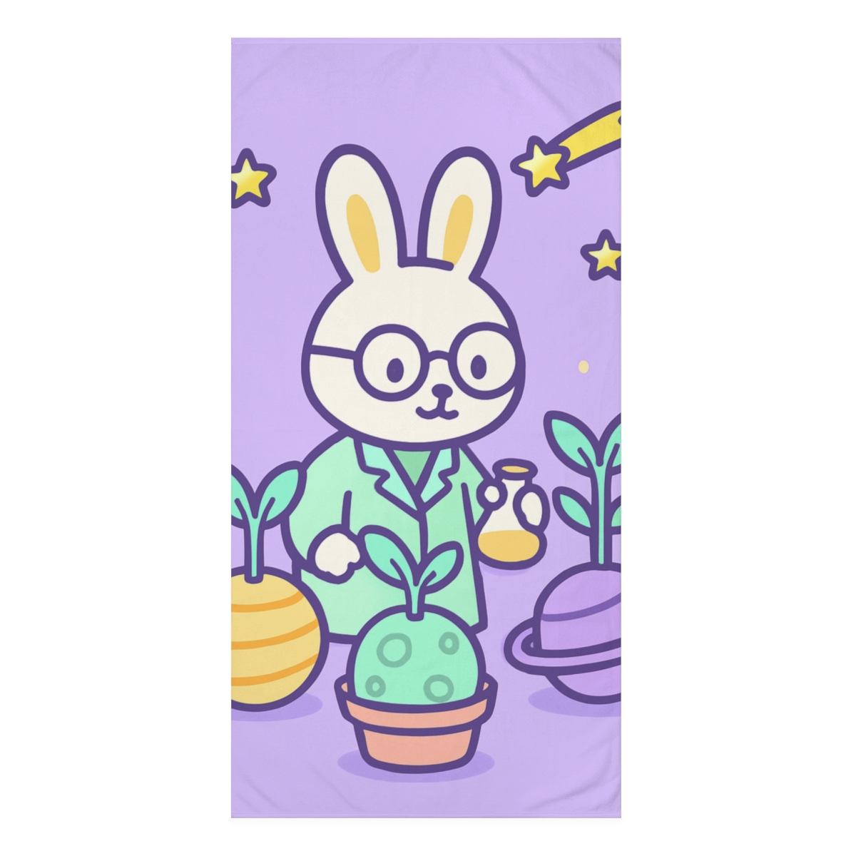 Galaxy Garden Bunny Lab stylish beach towels