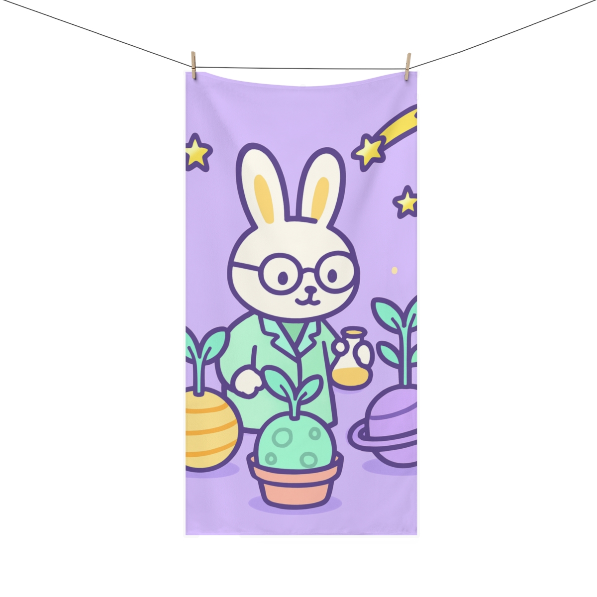Galaxy Garden Bunny Lab stylish beach towels