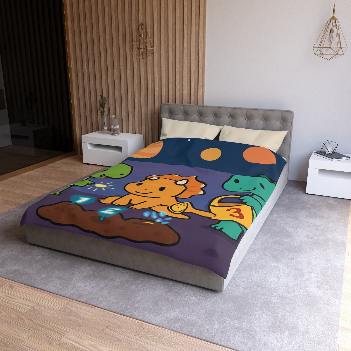 Galaxy Garden Dinosaurs personalized bedding duvets