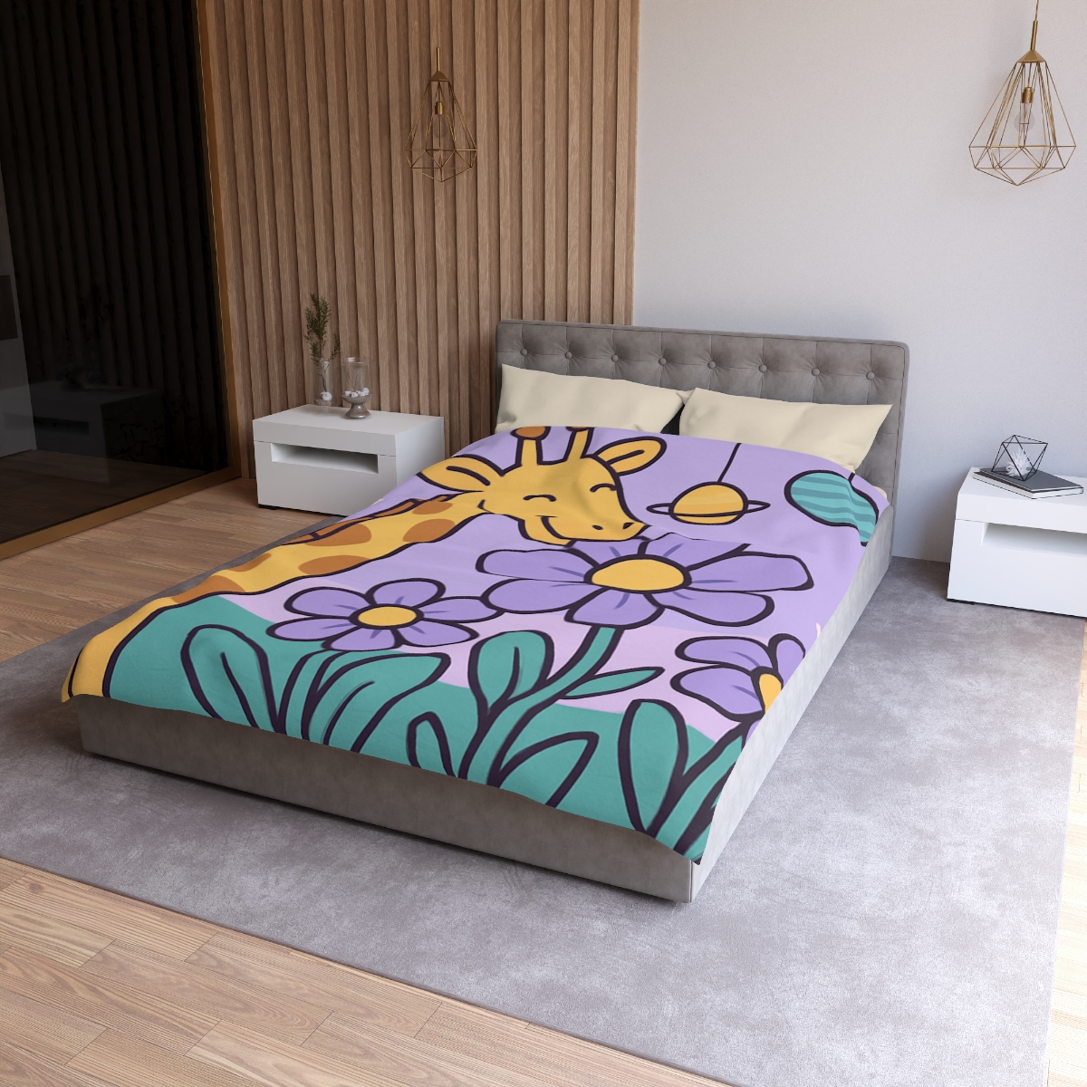 Galaxy Garden Giraffe personalized bedding duvets