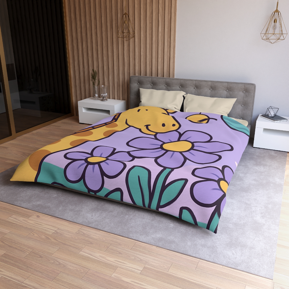 Galaxy Garden Giraffe personalized bedding duvets