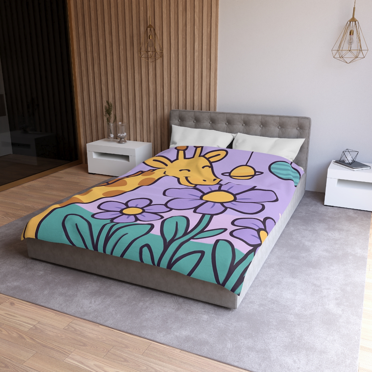 Galaxy Garden Giraffe personalized bedding duvets