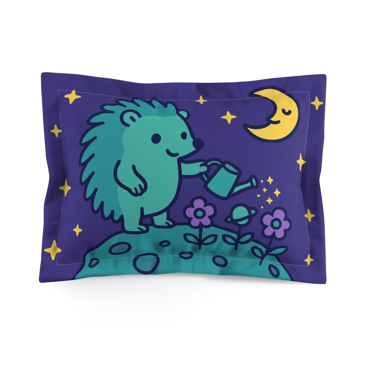 Galaxy Garden Hedgehog designer printed pillows