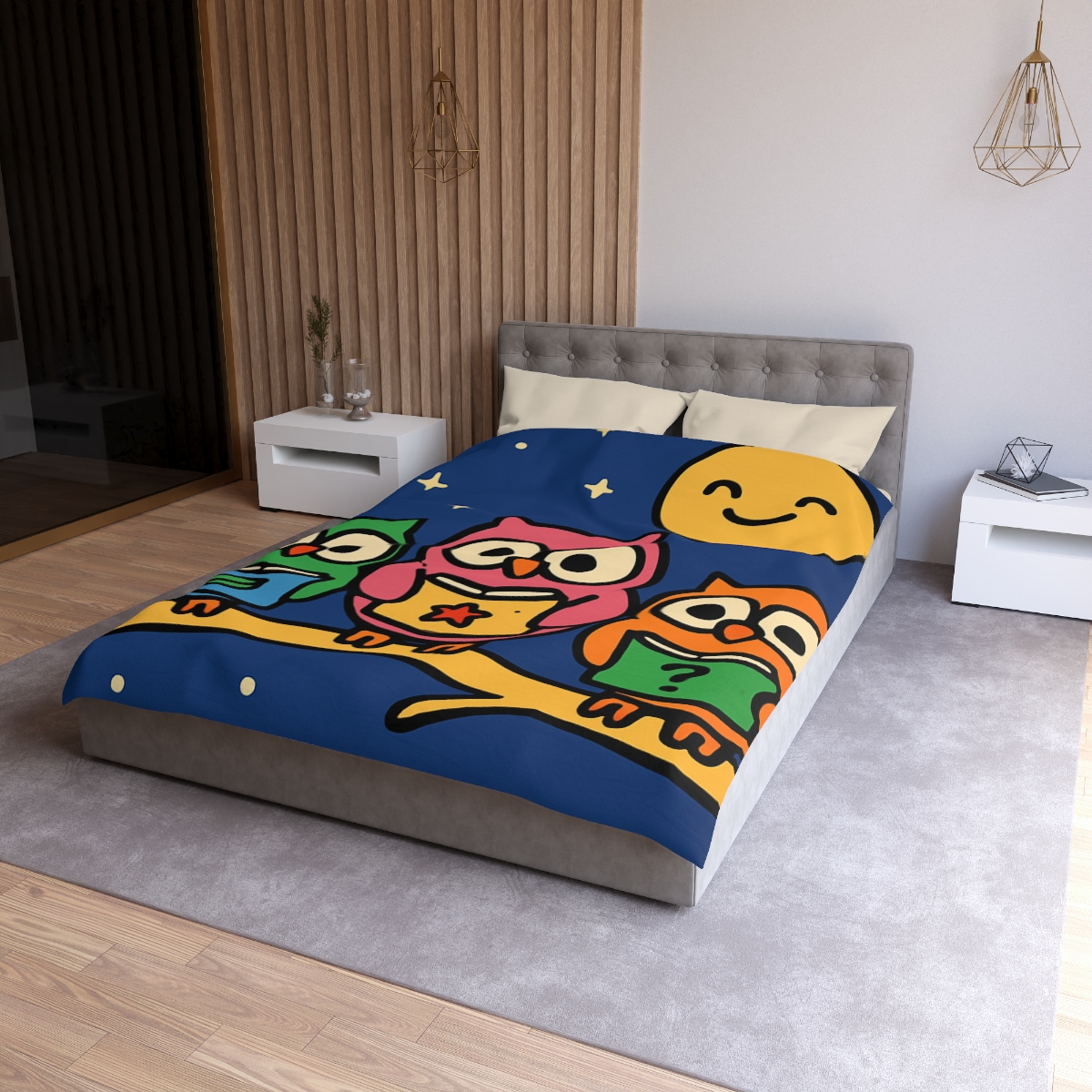 Galaxy Garden Of Curious Owls soft comforter duvets