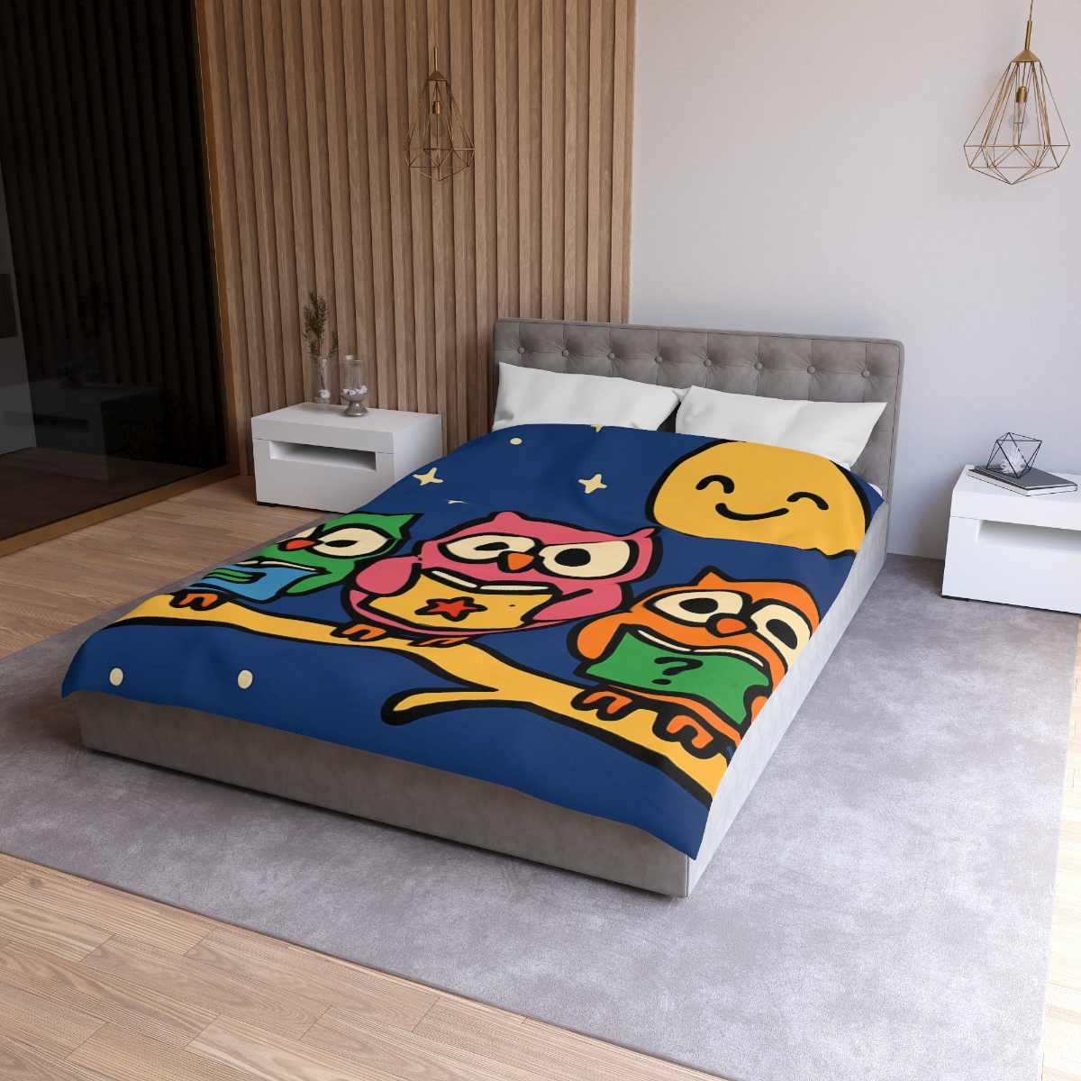 Galaxy Garden Of Curious Owls soft comforter duvets