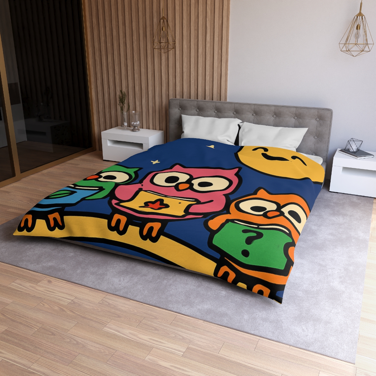Galaxy Garden Of Curious Owls soft comforter duvets
