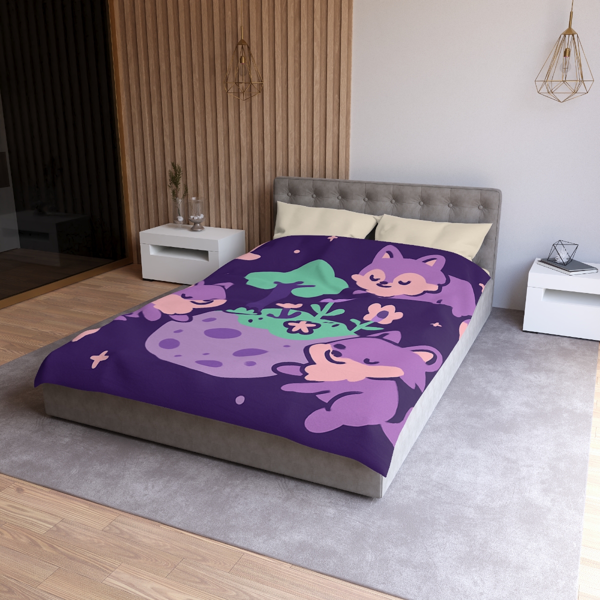 Galaxy Garden Of Floating Foxes designer printed duvets