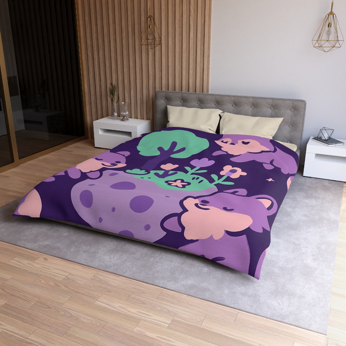 Galaxy Garden Of Floating Foxes designer printed duvets