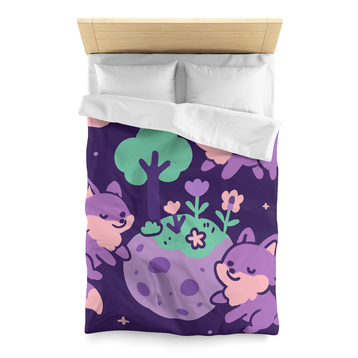 Galaxy Garden Of Floating Foxes designer printed duvets