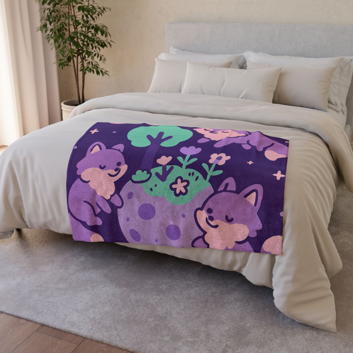 Galaxy Garden Of Floating Foxes decorative home blankets