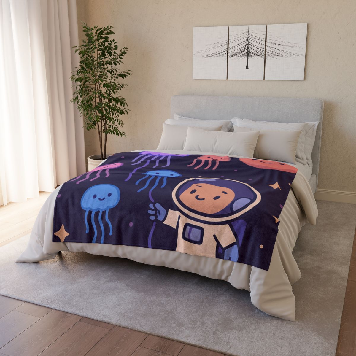 Galaxy Garden Of Floating Jellyfish custom blankets