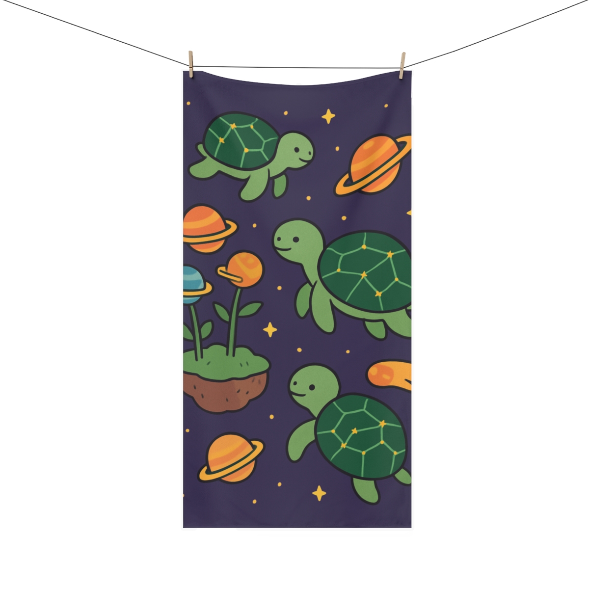Galaxy Garden Of Floating Turtles stylish beach towels