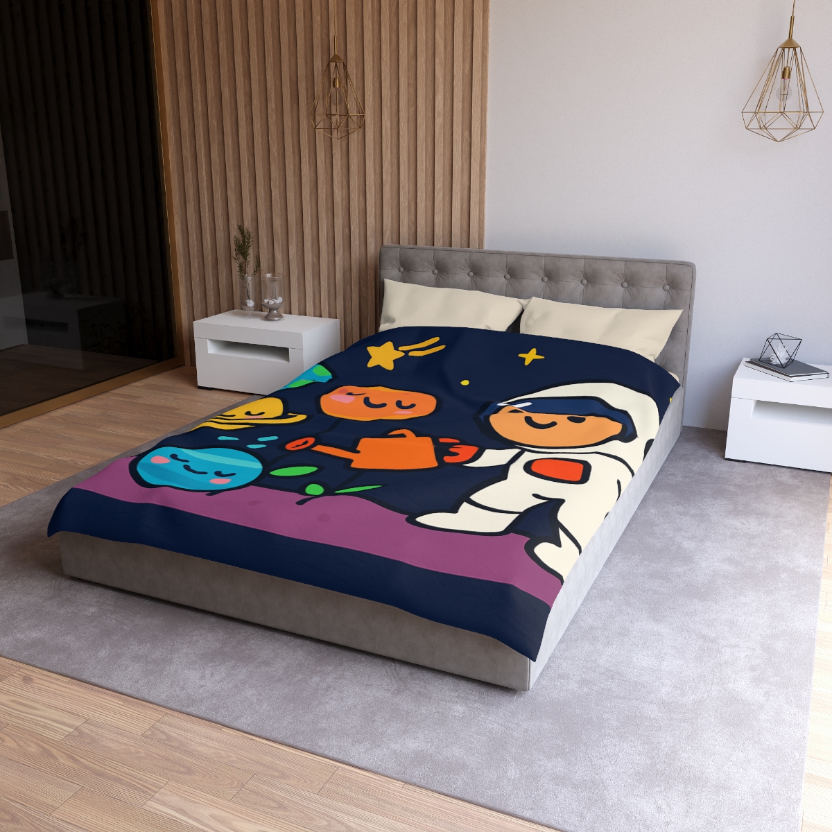 Galaxy Garden Of Friendly Planets unique patterned duvets
