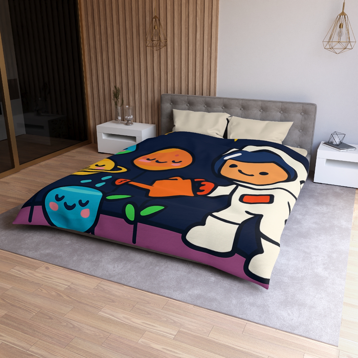 Galaxy Garden Of Friendly Planets unique patterned duvets