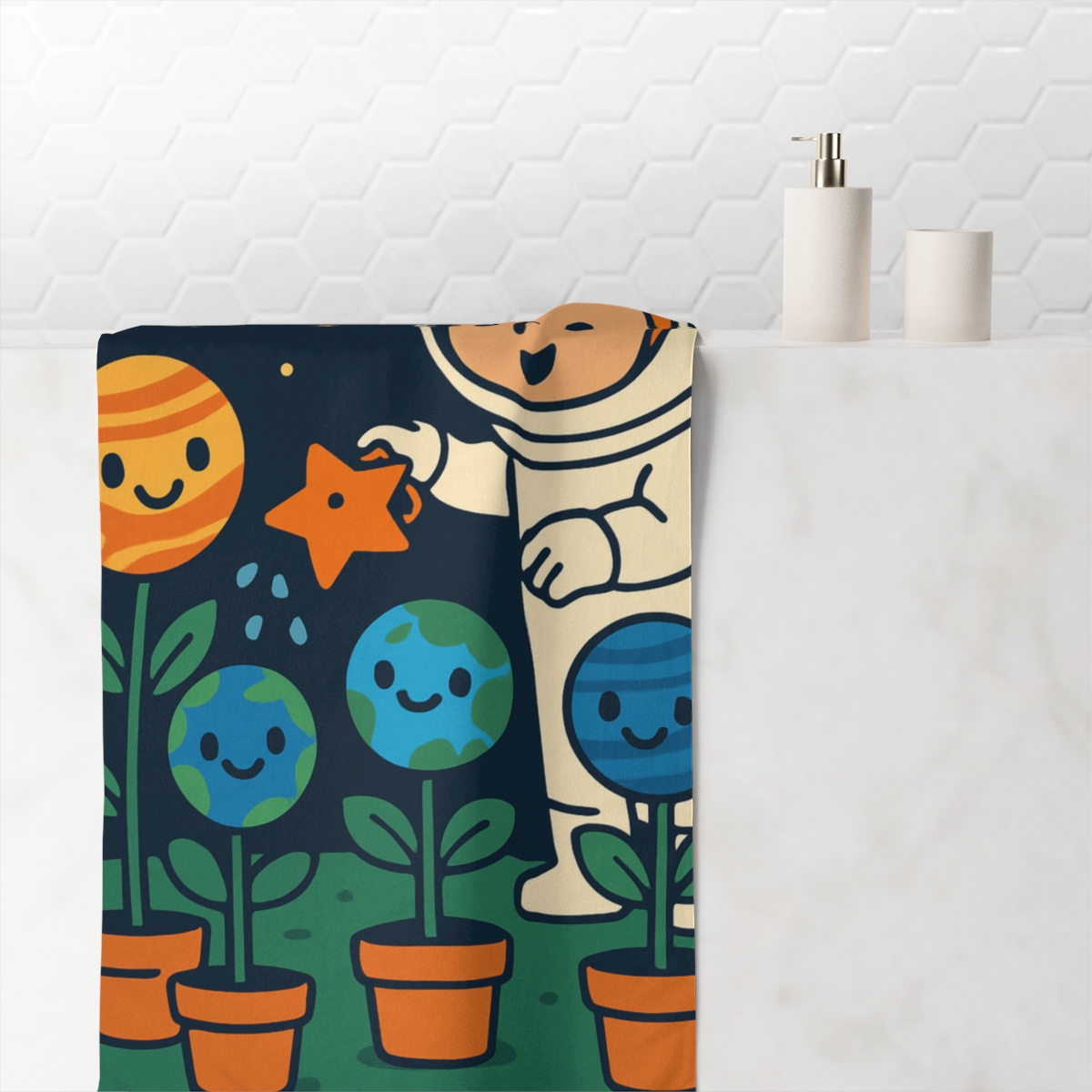 Galaxy Garden Of Friendly Planets trendy hand towels