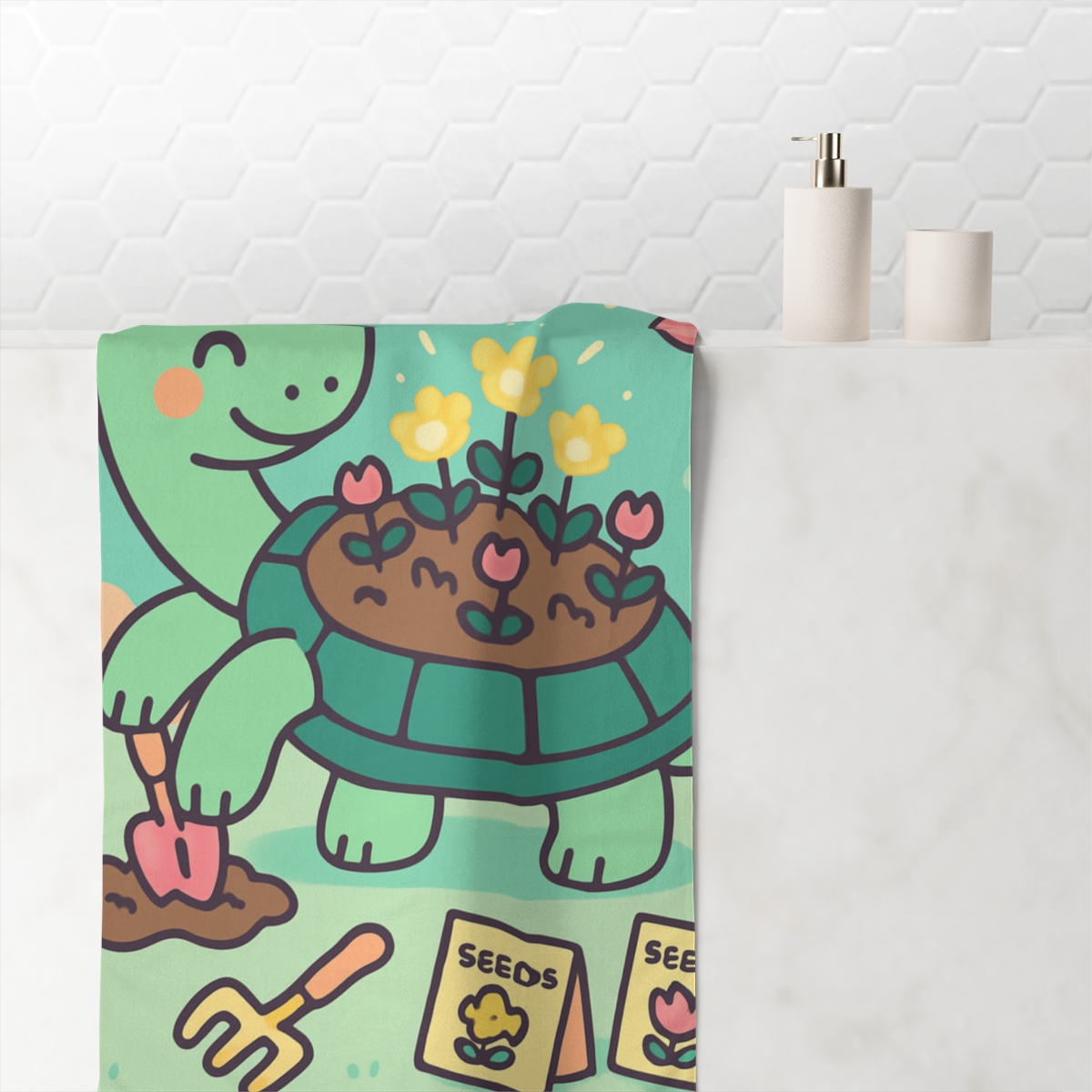 Galaxy Garden Turtle trendy hand towels
